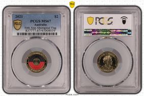 2021 $2 50th Ann Aboriginal Flag Colorized MS67