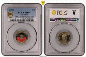 2021 $2 50th Ann Aboriginal Flag Colorized MS68