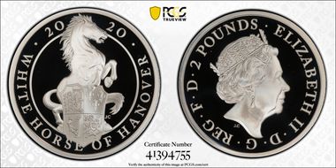 2020 £2 White Horse of Hanover Queen's Beasts Ag PR69DCAM