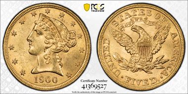 1900 $5 MS63