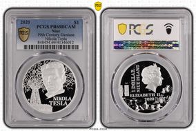 2020 $1 19th Century Geniuse Nikola Tesla PR69DCAM
