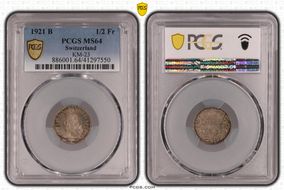 1921 B 1/2 Fr MS64