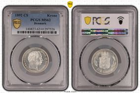1892-CS Krone Christian IX KM-797  Ag MS62