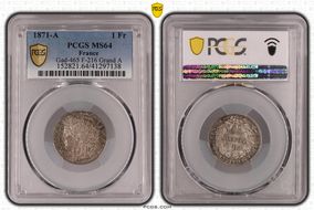 1871-A 1 Fr Gad-465 F-216 Grand A MS64