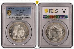 1875-A 5 Fr Gad-745a F-334 MS64