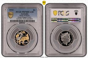2014 $1 Mob of Roos CuNi Partial Gilt PR70DCAM