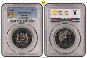 2001 50C Tasmania MS68