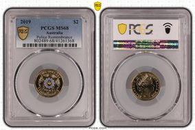 2019 $2 Police Remembrance Colorized MS68
