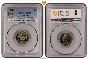 2019 $2 Police Remembrance Colorized MS68