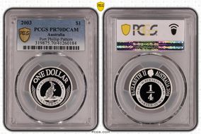 2003 $1 Port Phillip Pattern KM-763 Ag PR70DCAM