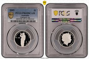 2005 $1 Gallipoli Ag PR69DCAM