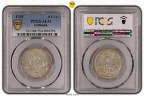 1925 5 Litai KM-78  Ag AU55