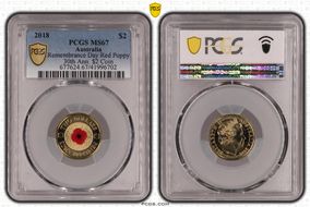 2018 $2 Remembrance Day Red Poppy 30th Ann. $2 Coin Colorized MS67