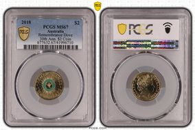 2018 $2 Remembrance Dove Colorized 30th Ann. $2 Coin MS67