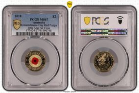 2018 $2 Remembrance Day Red Poppy 30th Ann. $2 Coin Colorized MS67