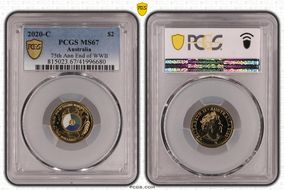 2020-C $2 75th Ann End of WWII Colorized MS67