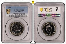 2020 £2 Mayflower 400th Ann. MS66