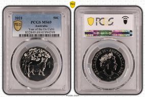2021 50C Year of the Ox CuNi MS69