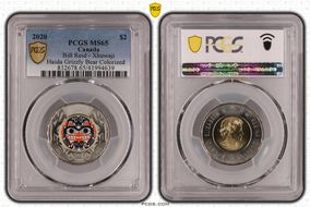 2020 $2 Bill Reid - Xhuwaji Haida Grizzly Bear Colorized MS65