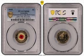 2018 $2 Remembrance Day Red Poppy 30th Ann. $2 Coin Colorized MS68