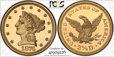 1876 $2.50 PR64DCAM