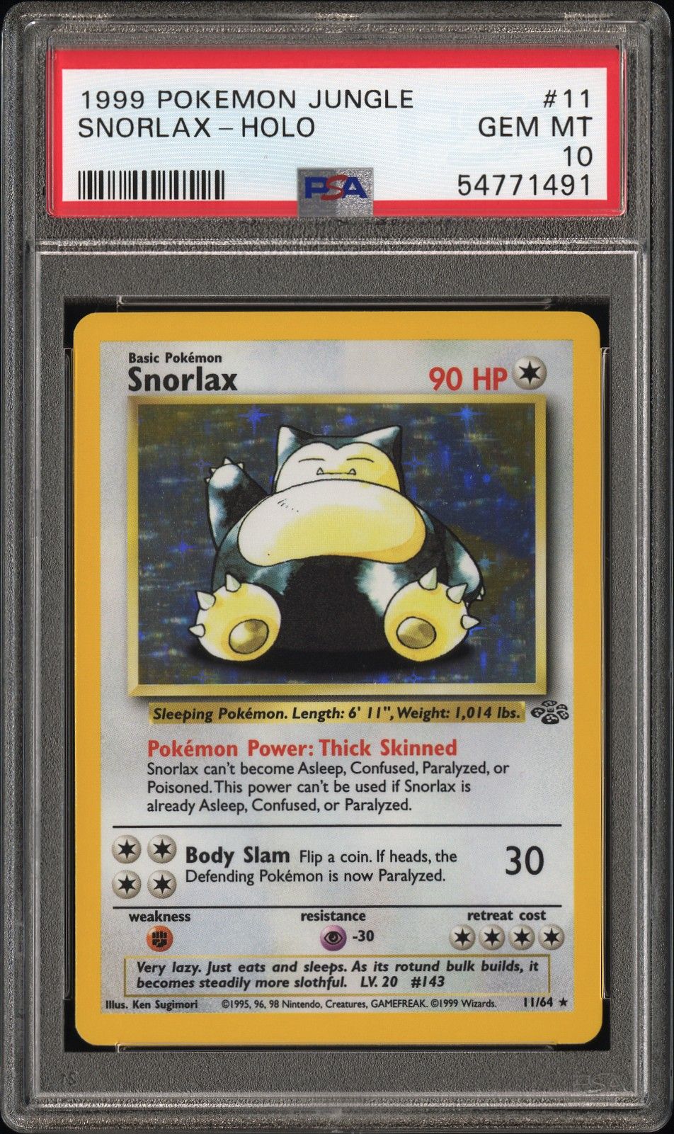 1999 Pokemon Jungle 1ST EDITION #11 Snorlax-Holo front