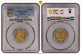 1815-L 20 Fr Gad-1026 Louis XVIII fleur horizontale AU53