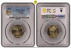 2019 $1 V - Vegemite Great Aussie Coin Hunt MS64