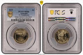 2019 $1 N- Neighbours Great Aussie Coin Hunt MS66