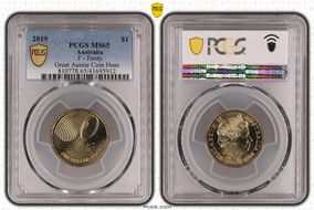 2019 $1 F - Footy Great Aussie Coin Hunt MS65