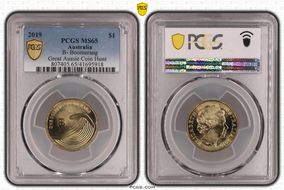 2019 $1 B- Boomerang Great Aussie Coin Hunt MS65