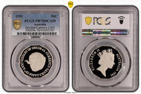 1991 50C Decimal Currency CuNi PR70DCAM