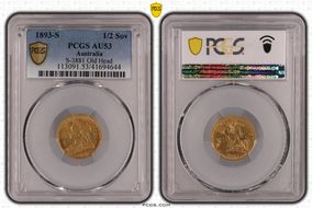 1893-S 1/2 Sov S-3881 Old Head AU53