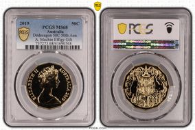 2019 50C Dodecagon 50C 50th Ann. A. Machin Effigy Gilt MS68