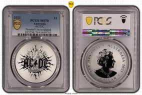 2021 $1 AC/DC Frosted Uncirculated MS70