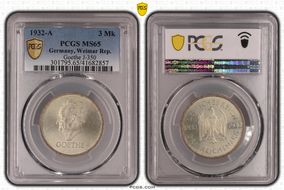 1932-A 3 Mk Goethe J-350 MS65