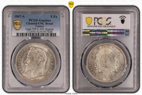 1867-A 5 Fr Gad-739 F-331 Argent N1