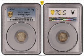 1876-D 20 Pfg J-5 MS66