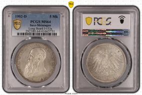 1902-D 5 Mk Long Beard J-153a MS64