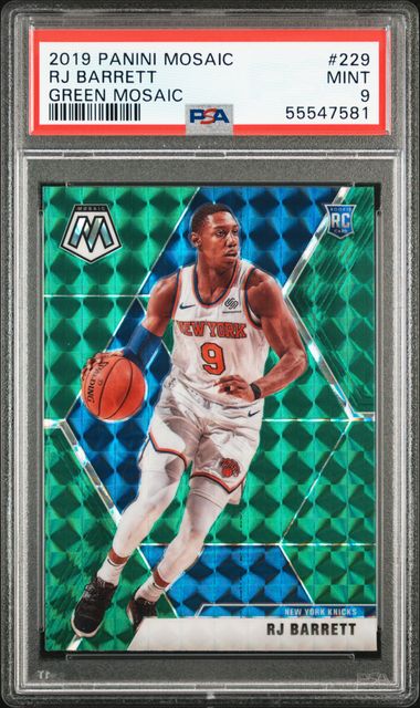 2019 Panini Mosaic 229 Rj Barrett Green Mosaic PSA 9 on Goldin