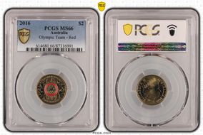 2016 $2 Olympic Team - Red Colorized MS66
