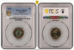 2016 $2 Olympic Team - Green Colorized MS65