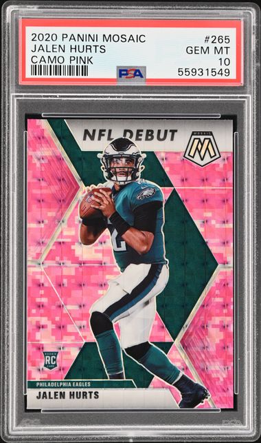 Jalen Hurts 2020 Panini Mosaic Mosaic Camo Pink #222 RC (PSA 10