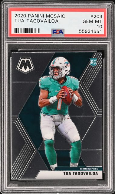 2020 Panini Mosaic #262 Tua Tagovailoa Dolphins Camo Pink Prizm