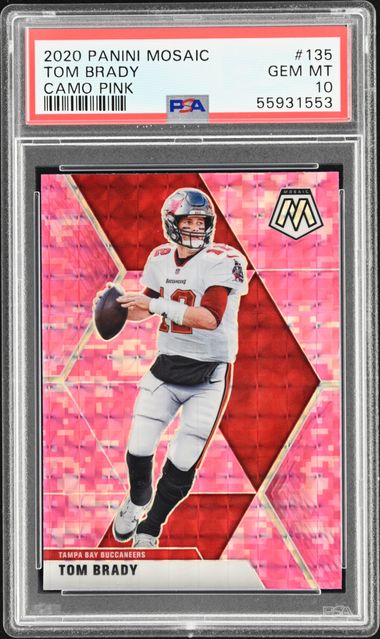 Tom Brady 2021 Panini Mosaic Pink Camo Prizm Prizm #201 Buccaneers PSA 10