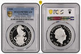 2020 £2 White Horse of Hanover Queen's Beasts Ag PR70DCAM