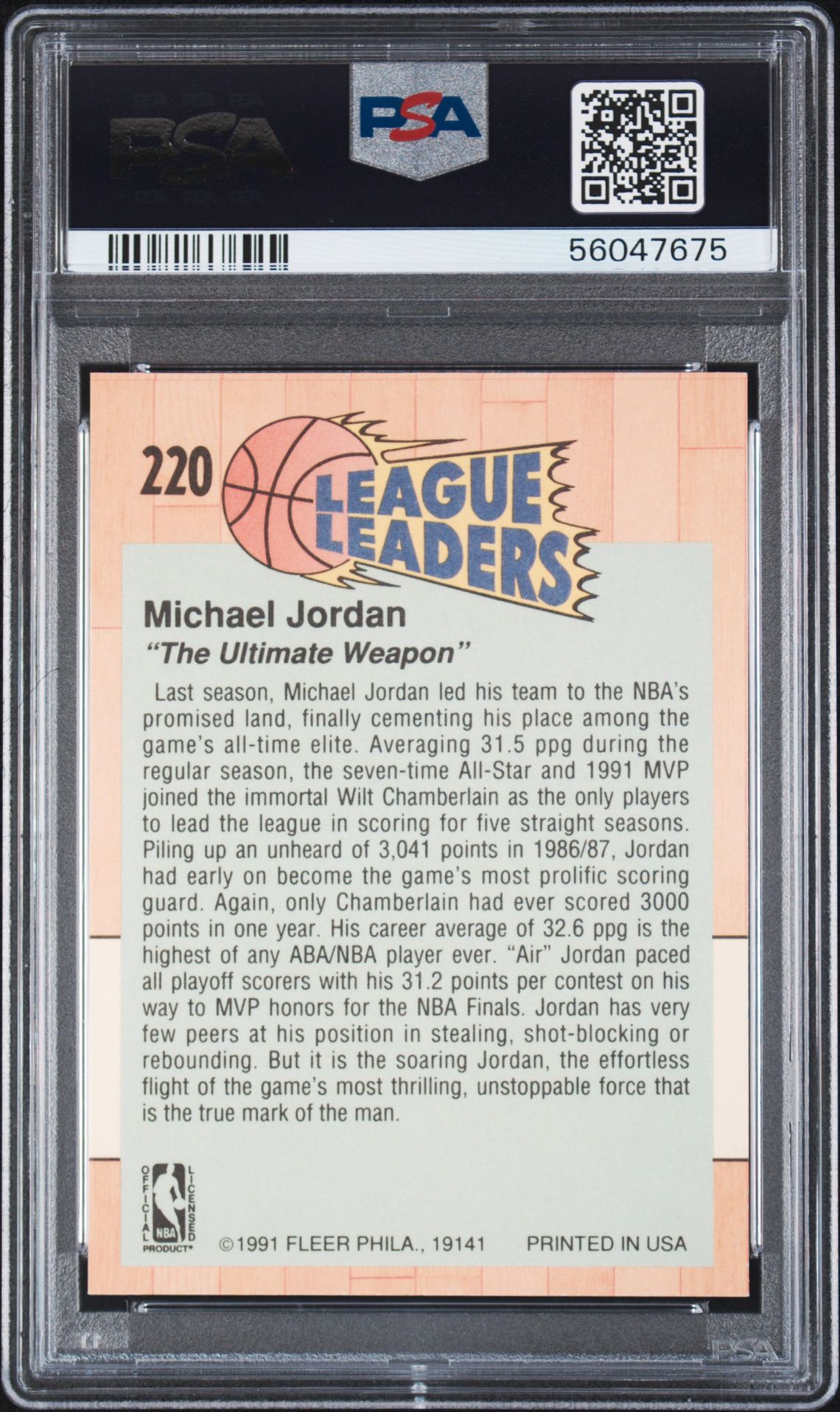 1991 Fleer Michael Jordan #220 Mint 9 back
