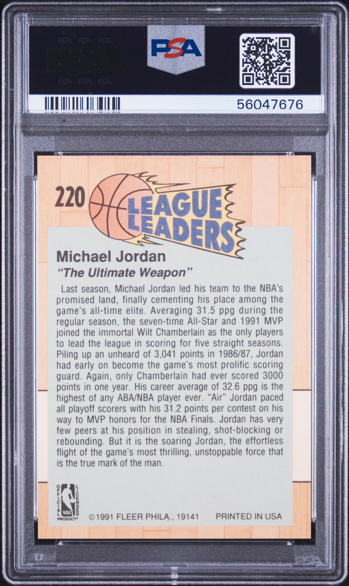 1991 Fleer Michael Jordan #220 Nm-Mt 8 back