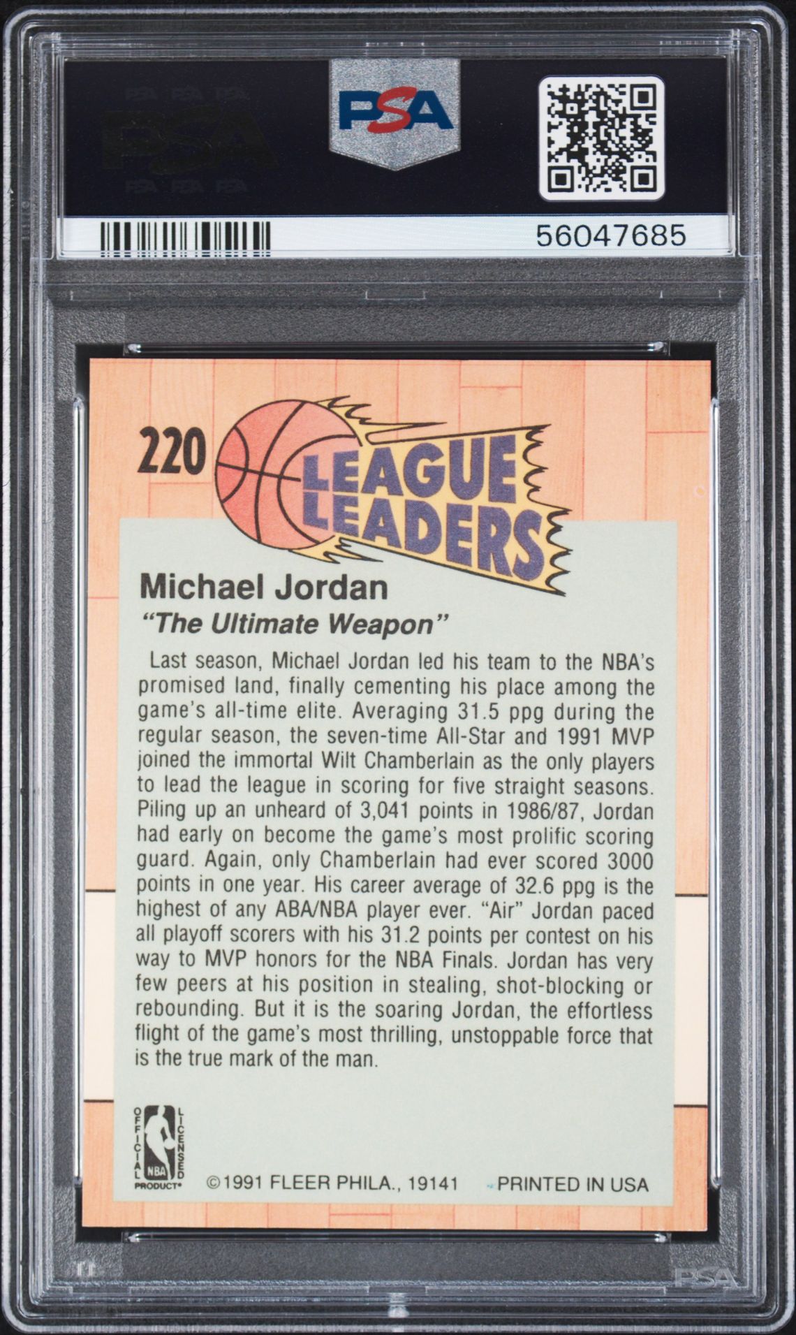 1991 Fleer Michael Jordan #220 Nm-Mt 8 back