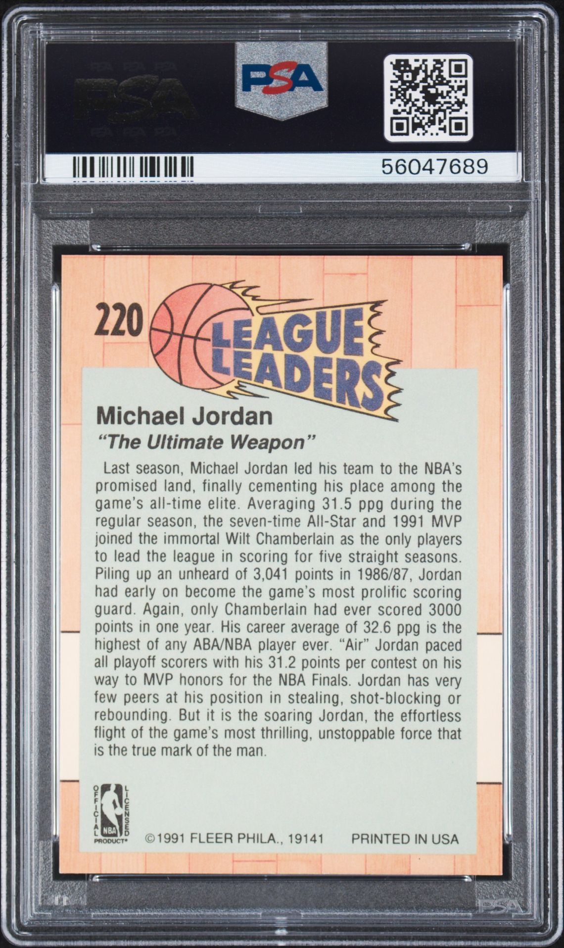 1991 Fleer Michael Jordan #220 Nm-Mt 8 back